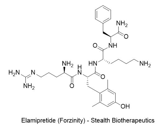 Chemical structure of Elamipretide (Forzinity), First-in-class mitochondrial stabilizer for Barth syndrome