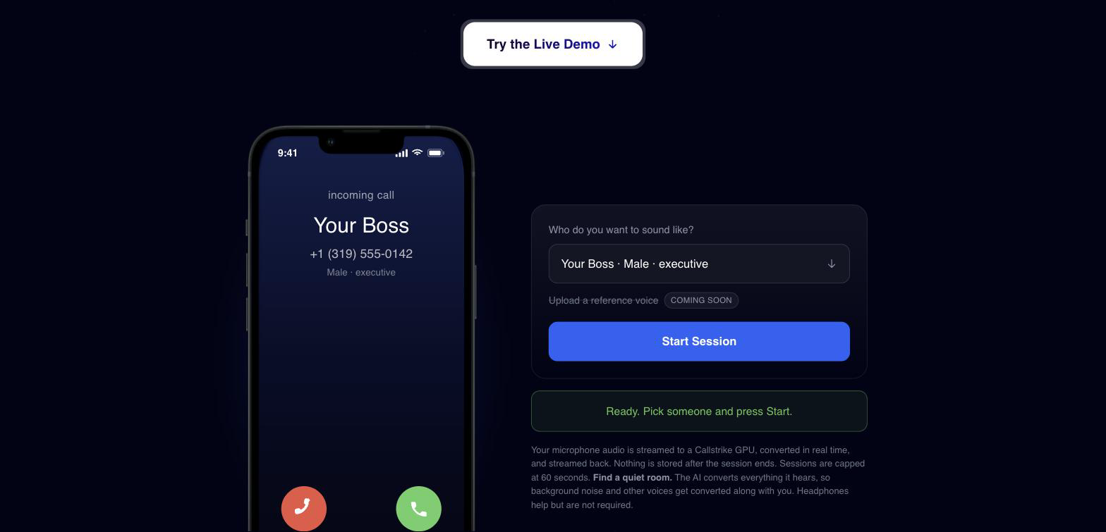 Choosing a caller persona in the voice phishing simulator