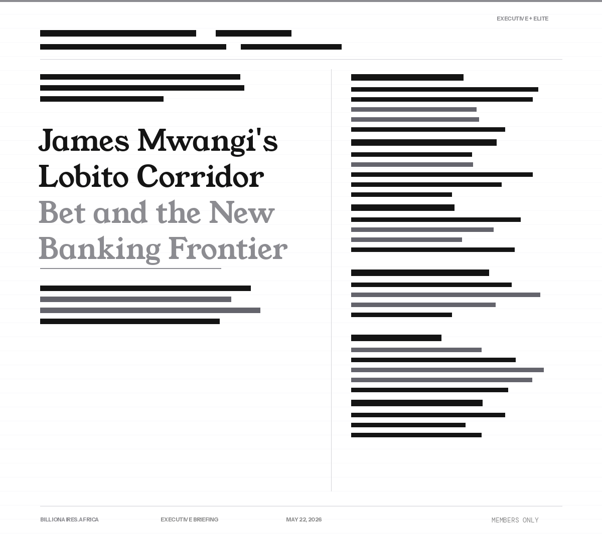 Executive Insight: James Mwangi’s Lobito Corridor Bet and the Next Phase of Pan-African Banking Consolidation