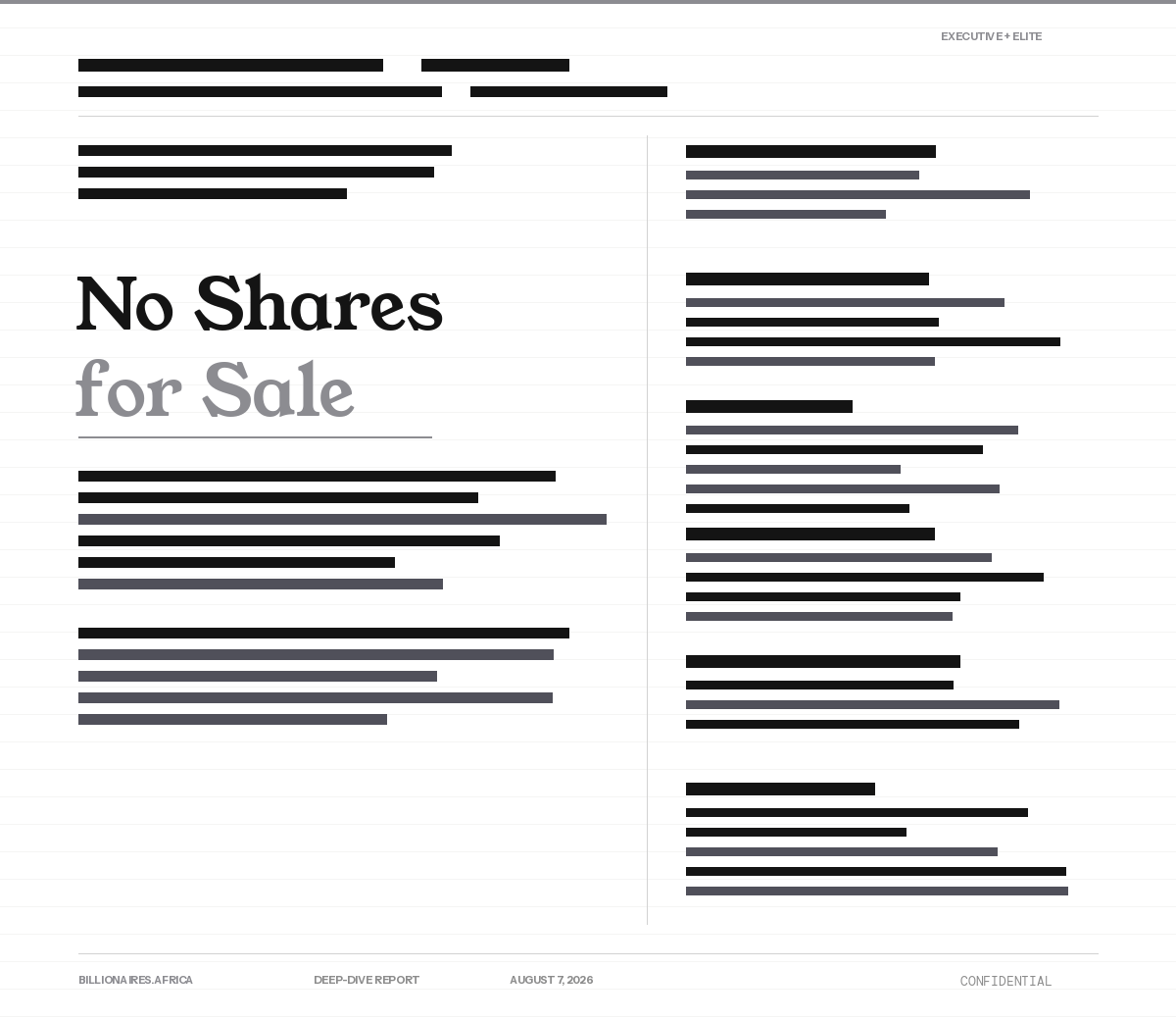 Deep-Dive Report: Globacom — No Shares for Sale