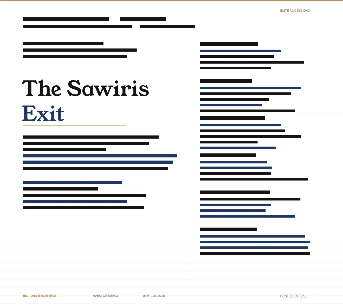 The Sawiris Exit: What Africa’s Richest Man Leaving London Tells Us About Where Billionaire Wealth Is Moving
