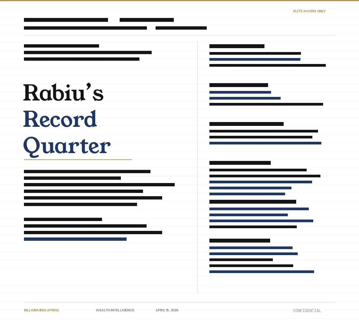 Wealth Intelligence: Abdul Samad Rabiu — The Best Quarter in Nigerian Industrial History, and It Still Wasn’t Enough to Hold Third Place