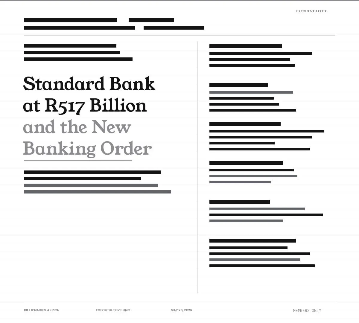 Executive Insight: Standard Bank at R517 Billion — The Pan-African Banking Hierarchy Has Been Structurally Reordered
