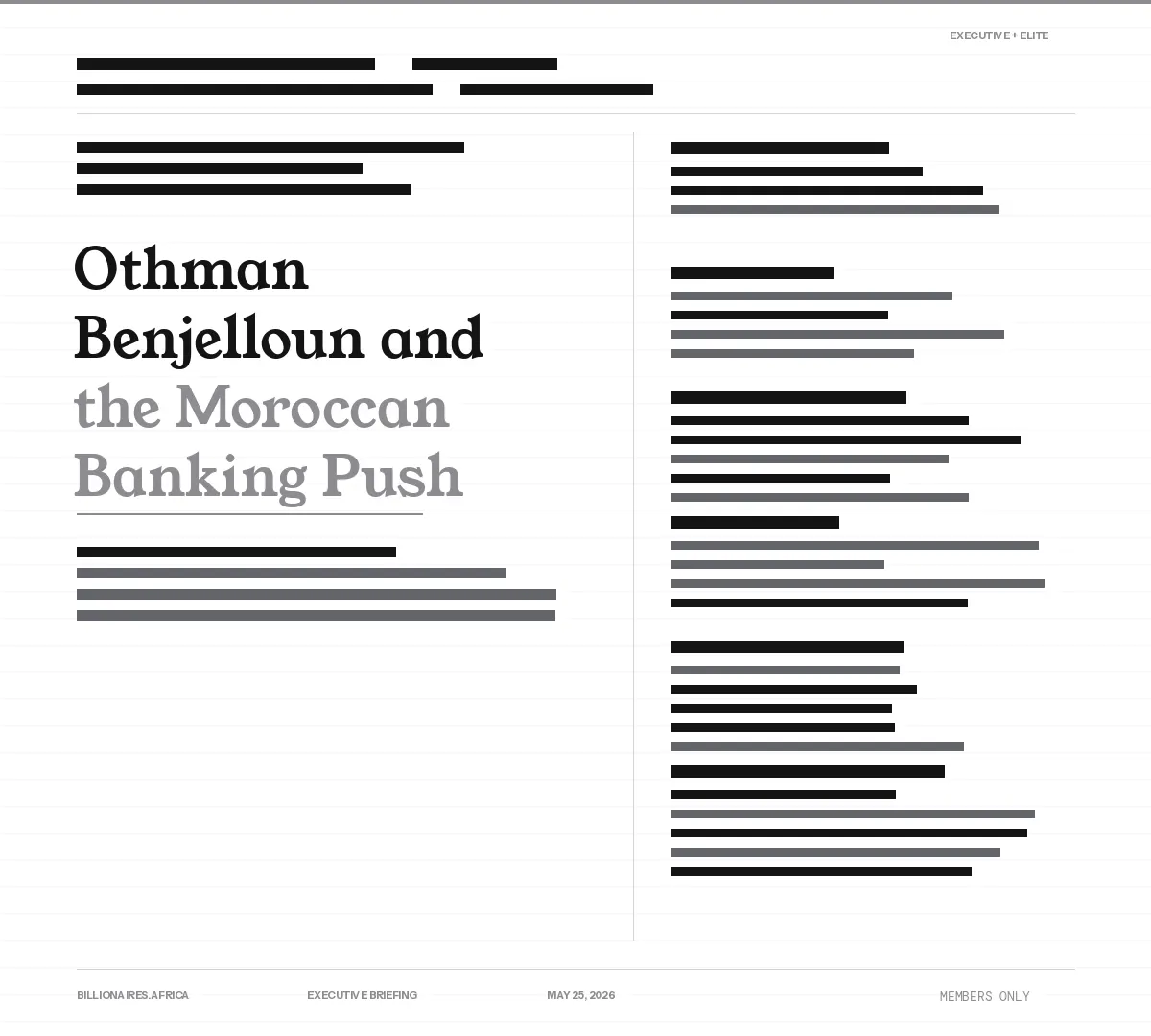 Executive Insight: Othman Benjelloun and the Moroccan Banking Complex