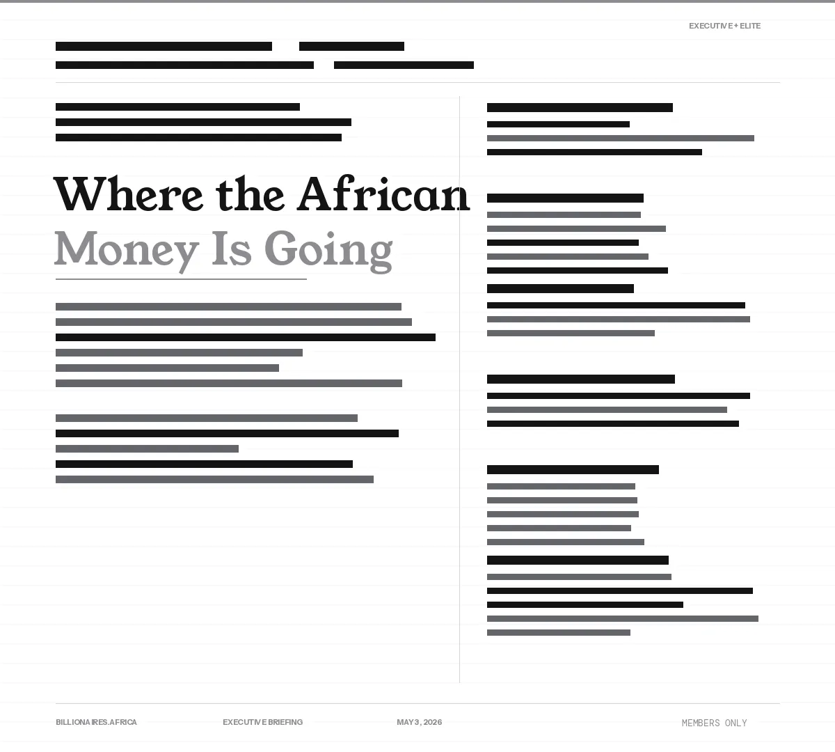 Executive Insight: Where the African Money Is Going — London’s Quiet Loss of UHNW African Wealth After the Non-Dom Reform