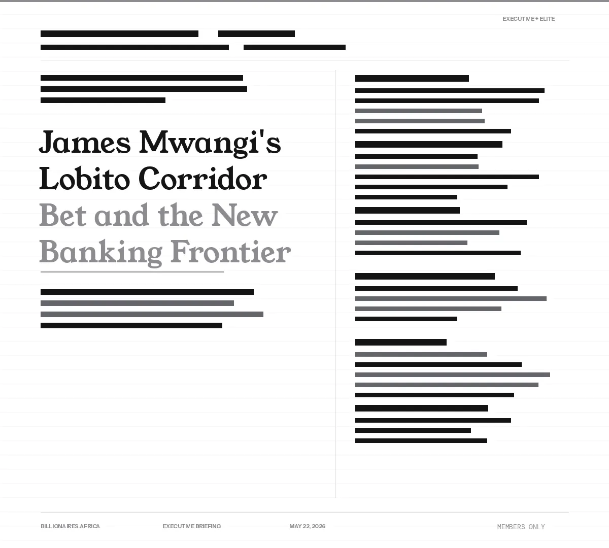 Executive Insight: James Mwangi’s Lobito Corridor Bet and the Next Phase of Pan-African Banking Consolidation