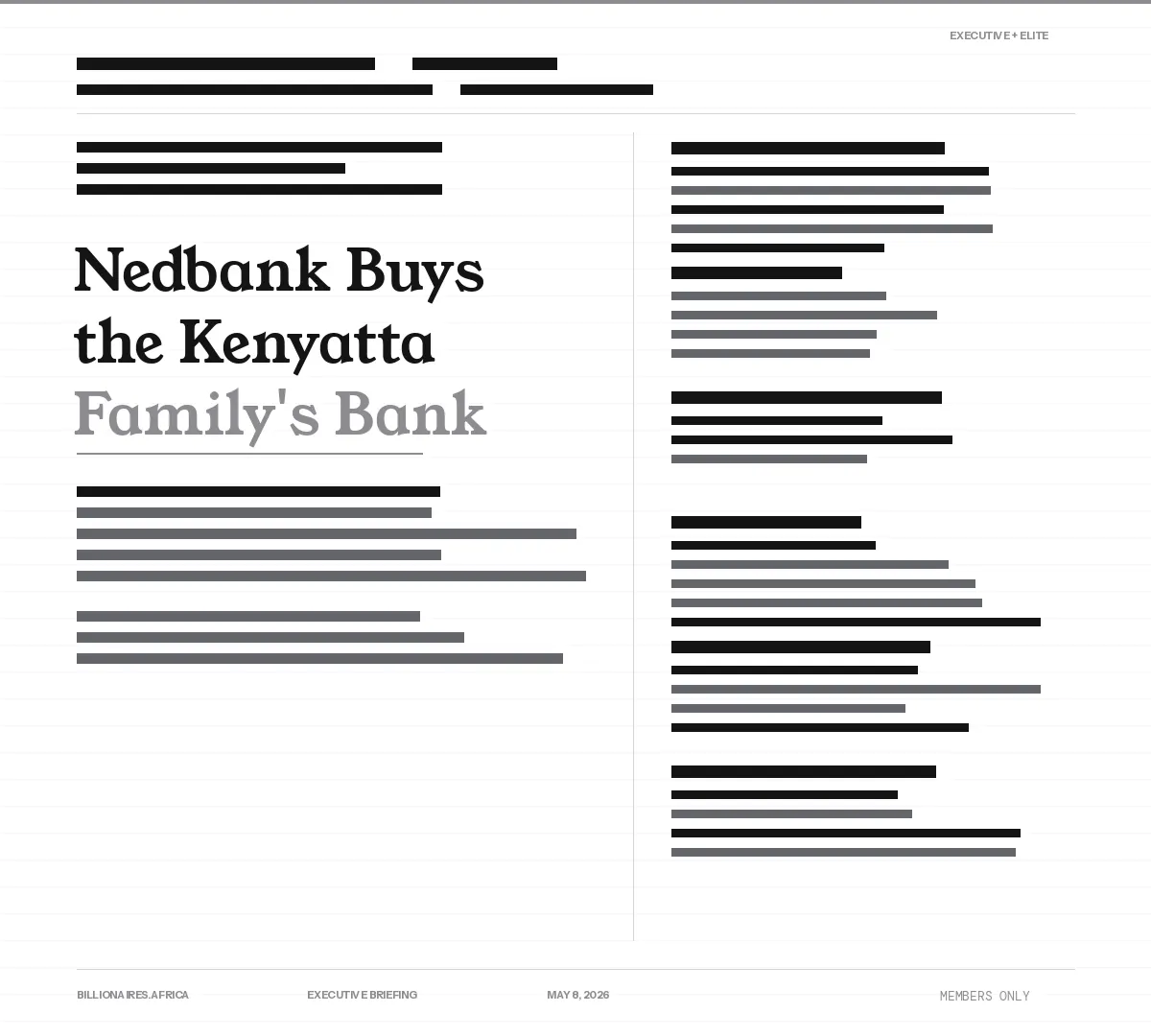 Executive Insight: Nedbank Buys the Kenyatta Family’s Bank — What the $751 Million NCBA Acquisition Tells Foreign Investors About South-Africa-Driven East African Banking Consolidation