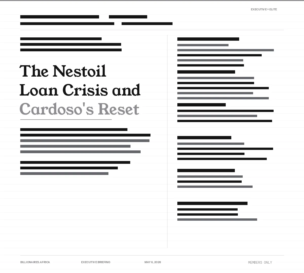 Executive Insight: The Nestoil Loan Crisis and Cardoso’s Reset — What the CBN Dividend Block Tells Foreign Investors About Nigerian Bank Stability