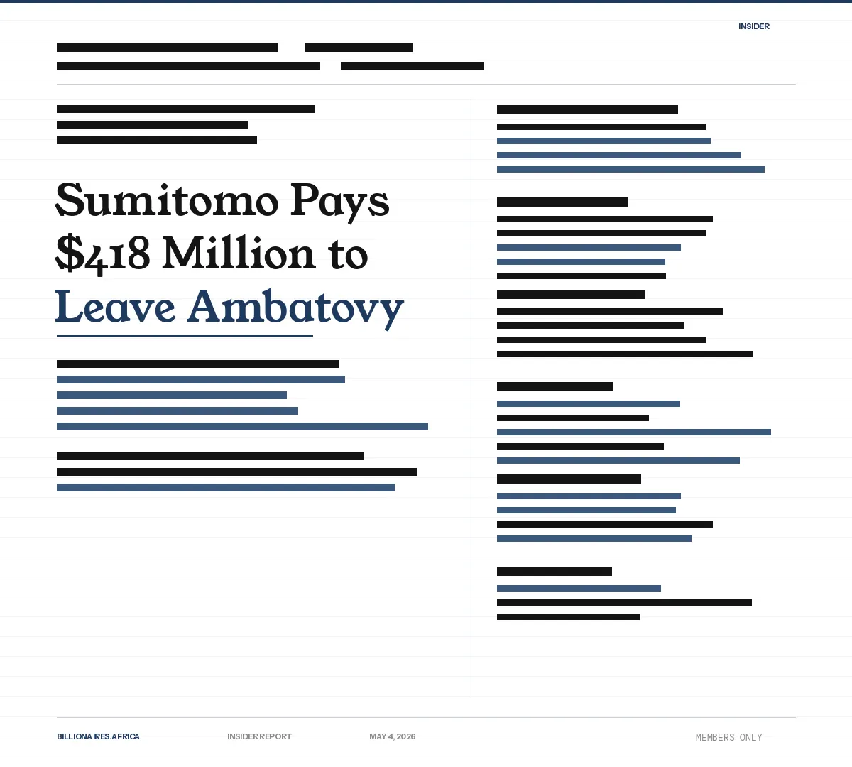 The Inside Story: Sandile Zungu and a Former Glencore Trader Take Over Sumitomo’s Failed Madagascar Nickel Mine