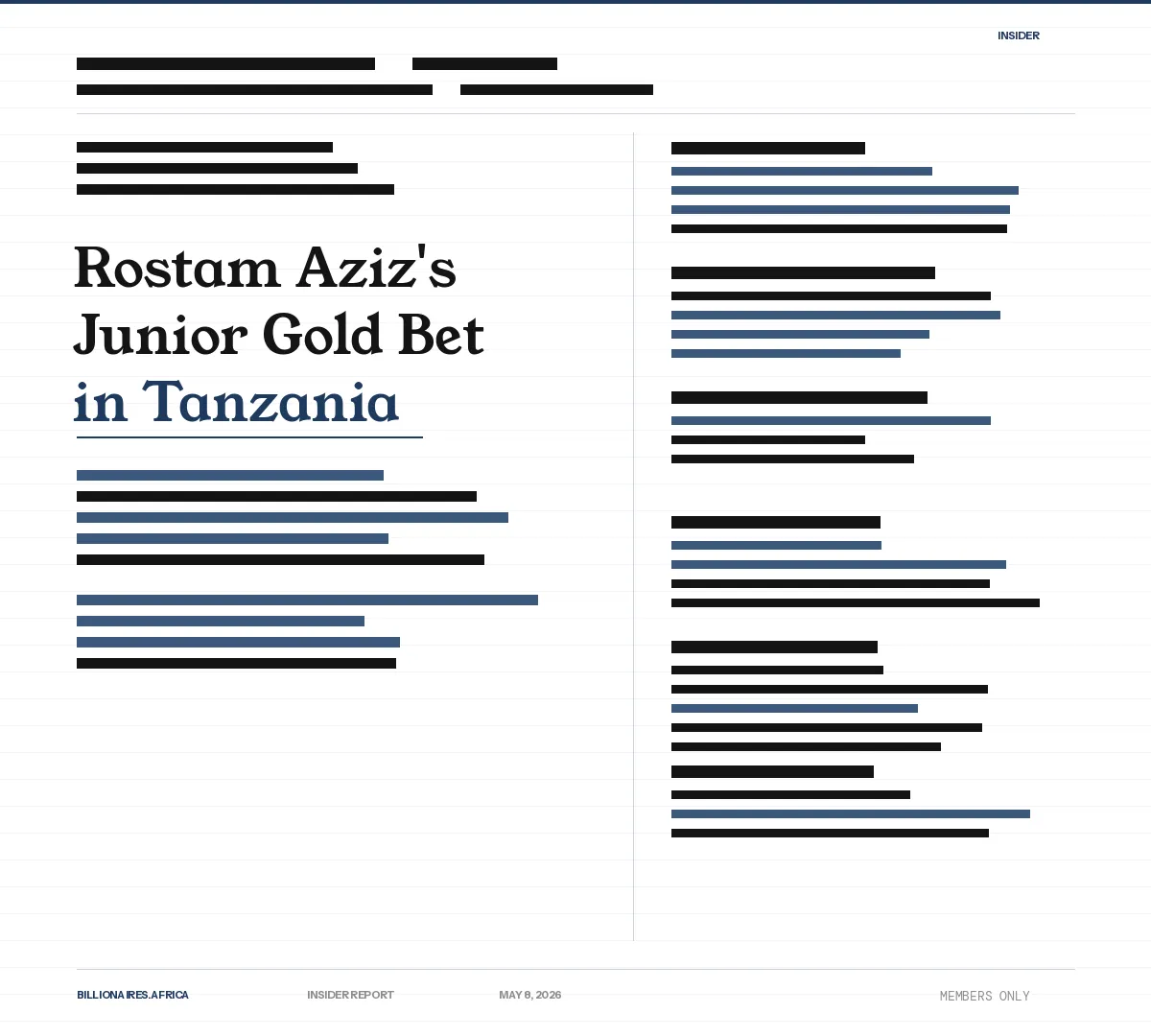 The Inside Story: Rostam Aziz’s Junior Gold Bet — What the Taifa-Lake Victoria Partnership Tells Us About African Operator Capital and the Tanzanian Gold Cycle