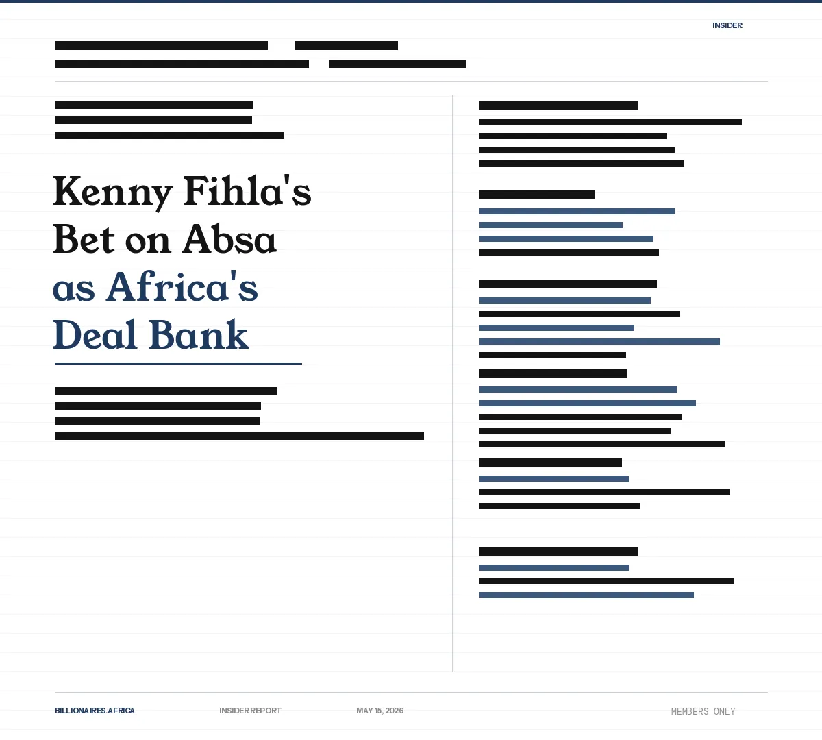 The Inside Story: Kenny Fihla’s Bet — What Absa’s Rothschild, Standard Bank and Deutsche Bank Hiring Spree Tells Us About the South African Push to Become Africa’s Deal Bank