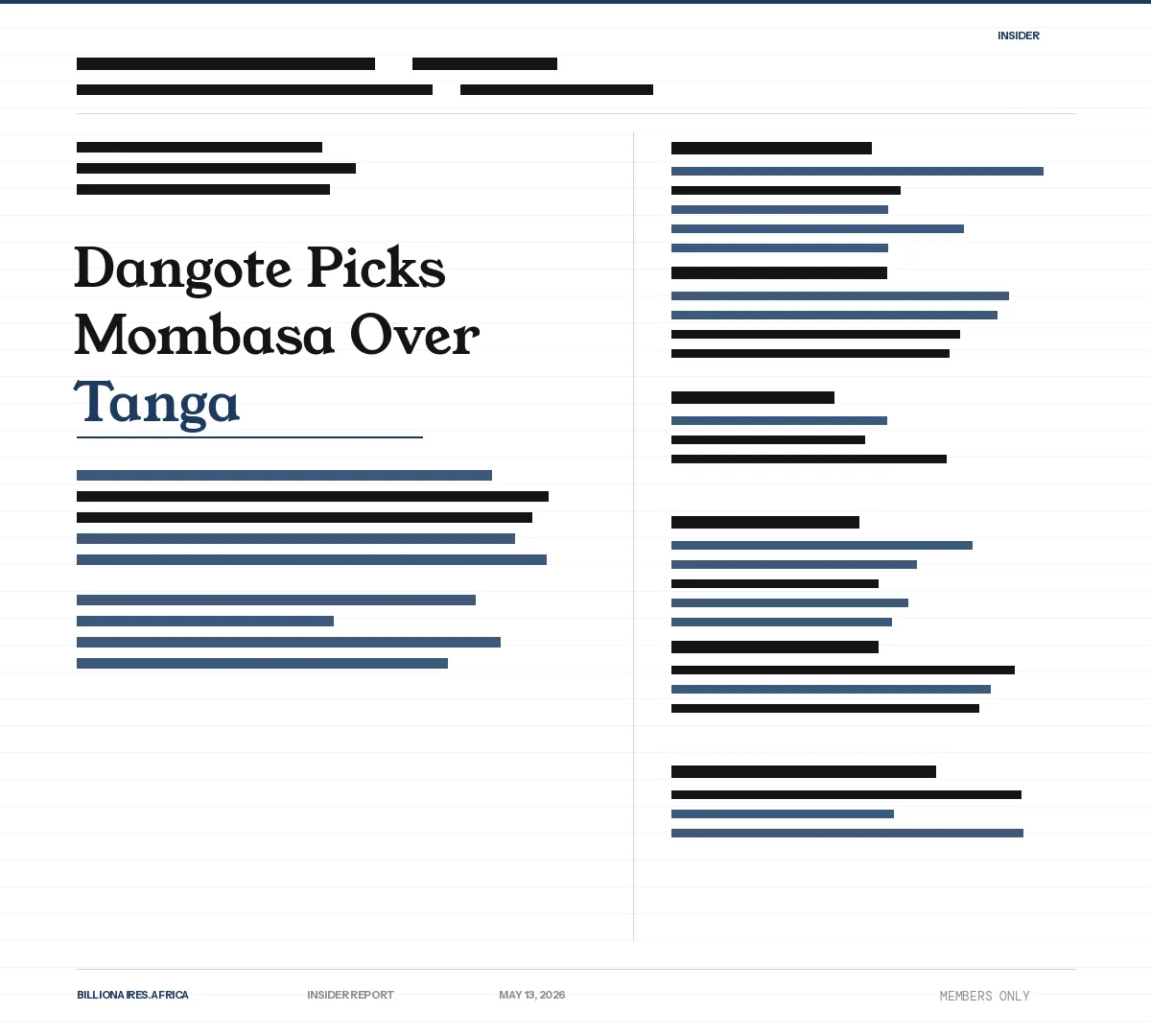 The Inside Story: Mombasa Over Tanga — What Dangote’s Refinery Site Pivot Tells Us About East African Political Economy and the Race for the Continental Energy Hub
