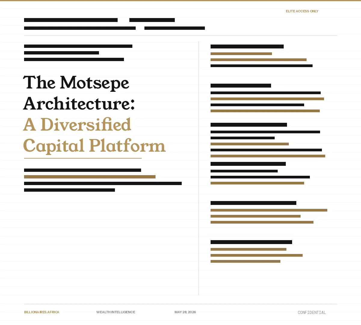Wealth Intelligence: The Motsepe Architecture — How a Mining Fortune Became a Diversified Pan-African Capital Platform