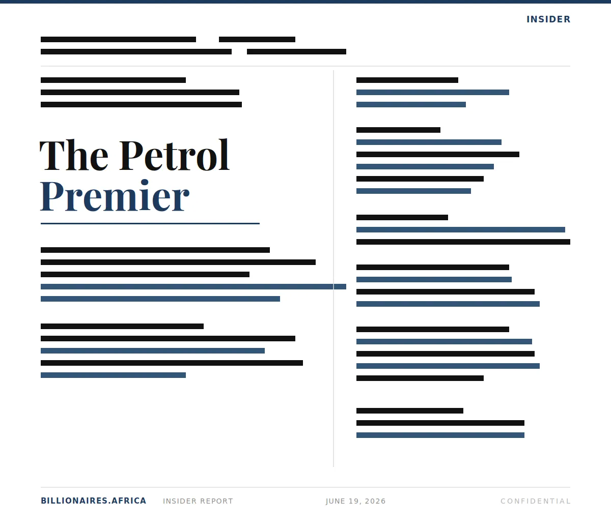 The Inside Story: The Petrol Premier