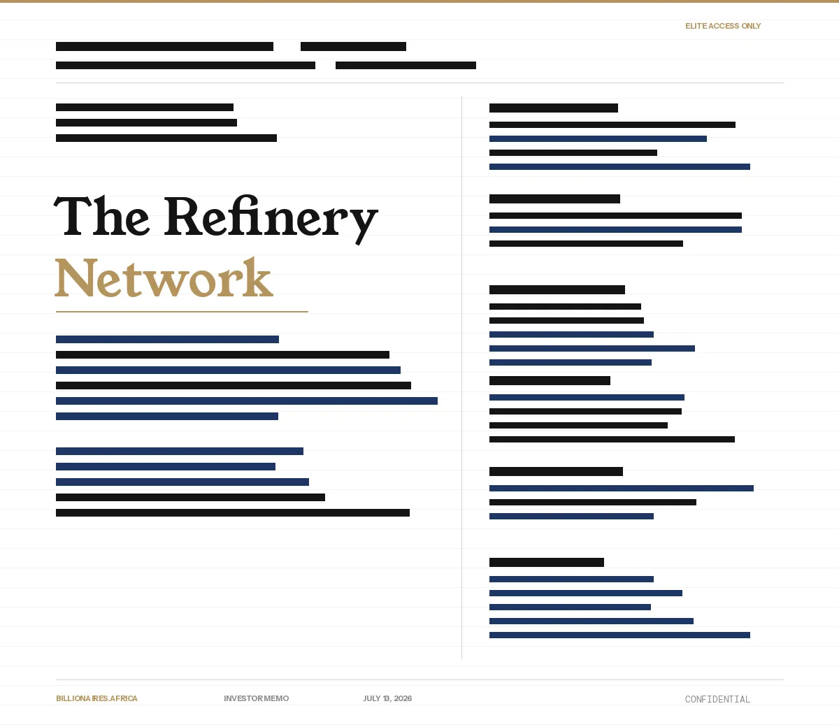 Wealth Intelligence: The Refinery Network