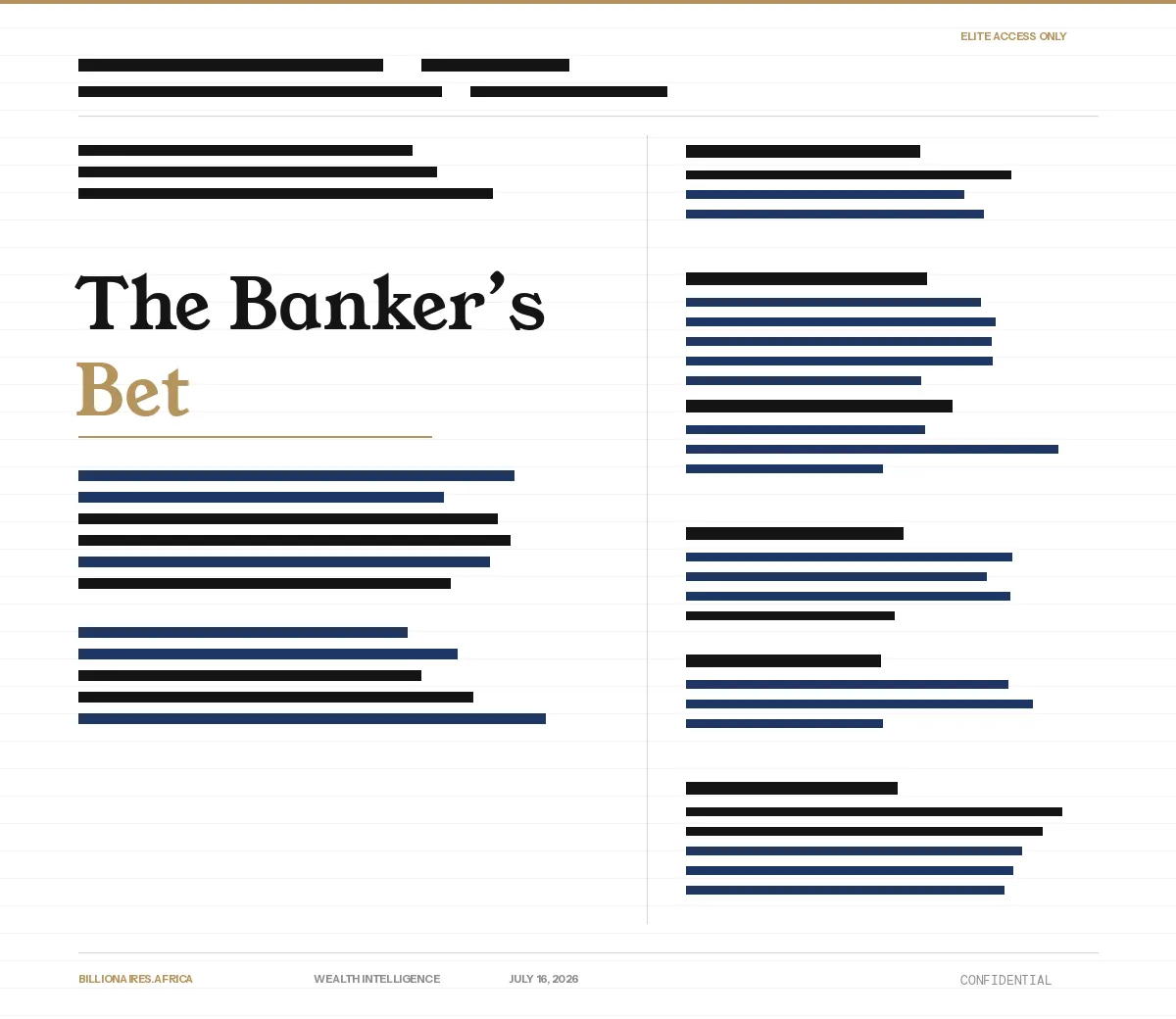 Wealth Intelligence: The Banker's Bet