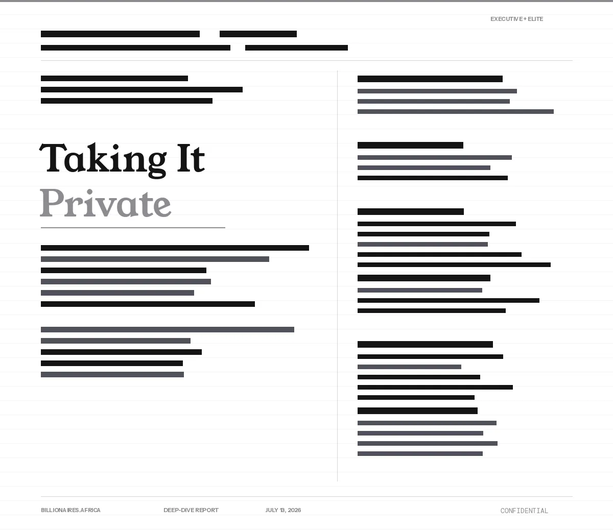 Deep-Dive Report: Taking It Private