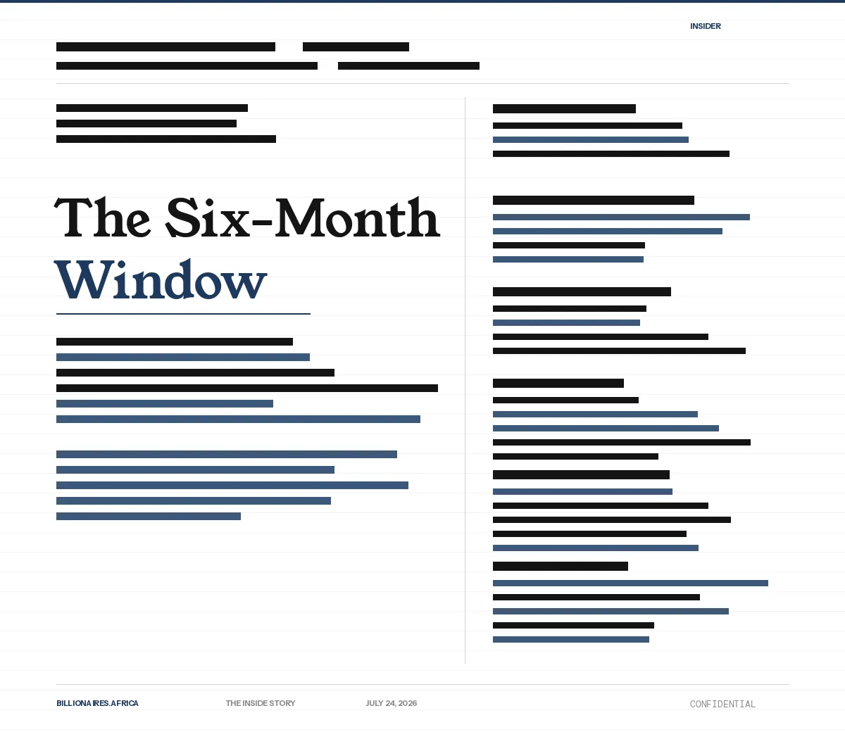 The Inside Story: The Six-Month Window