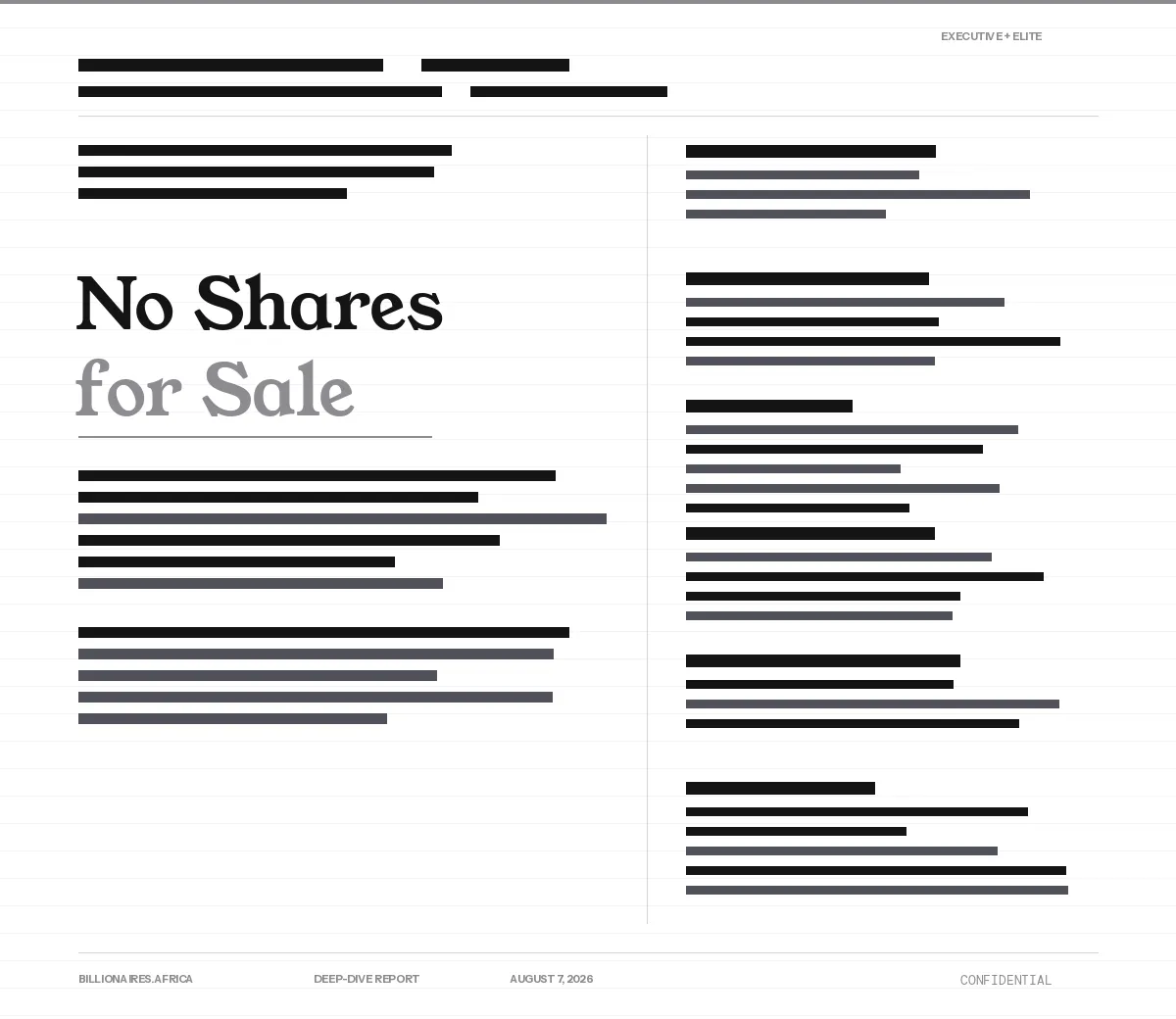 Deep-Dive Report: Globacom — No Shares for Sale