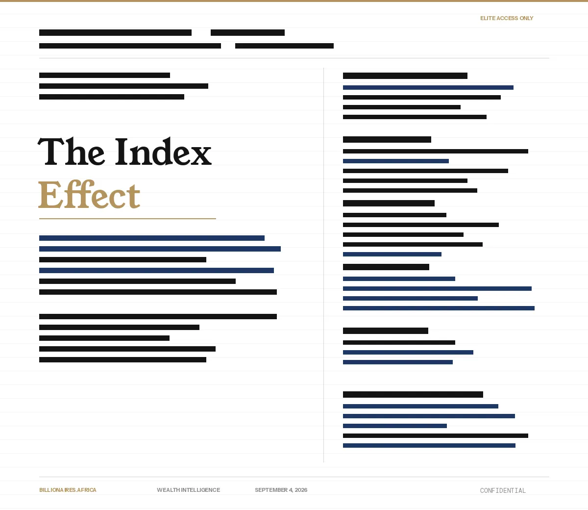 Wealth Intelligence: The Index Effect — Why Nigeria's Return to FTSE's Frontier Index Rewards Dangote and First HoldCo but Leaves Out BUA, UBA and Seplat