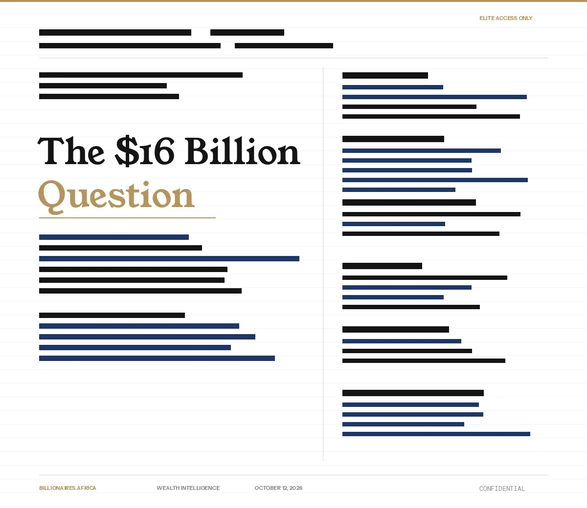 Wealth Intelligence: The $16 Billion Question — Why Forbes and Bloomberg Disagree on Aliko Dangote, and How His Refinery IPO Will Settle It