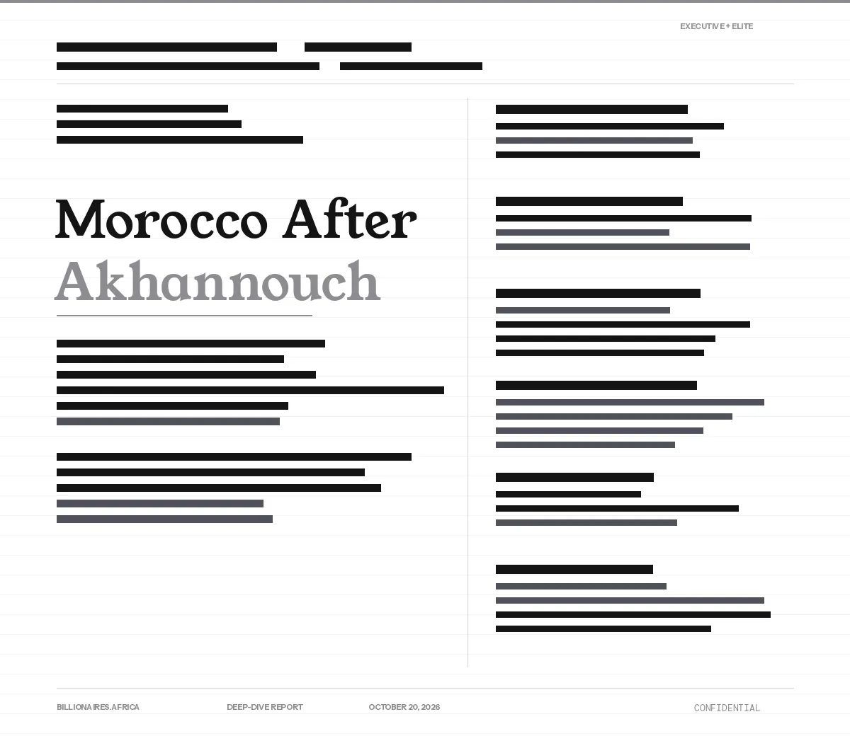 Deep-Dive Report: Morocco After Akhannouch — The Billionaire Prime Minister Leaves Office, and Where Morocco's Business Elite Is Putting Its Money