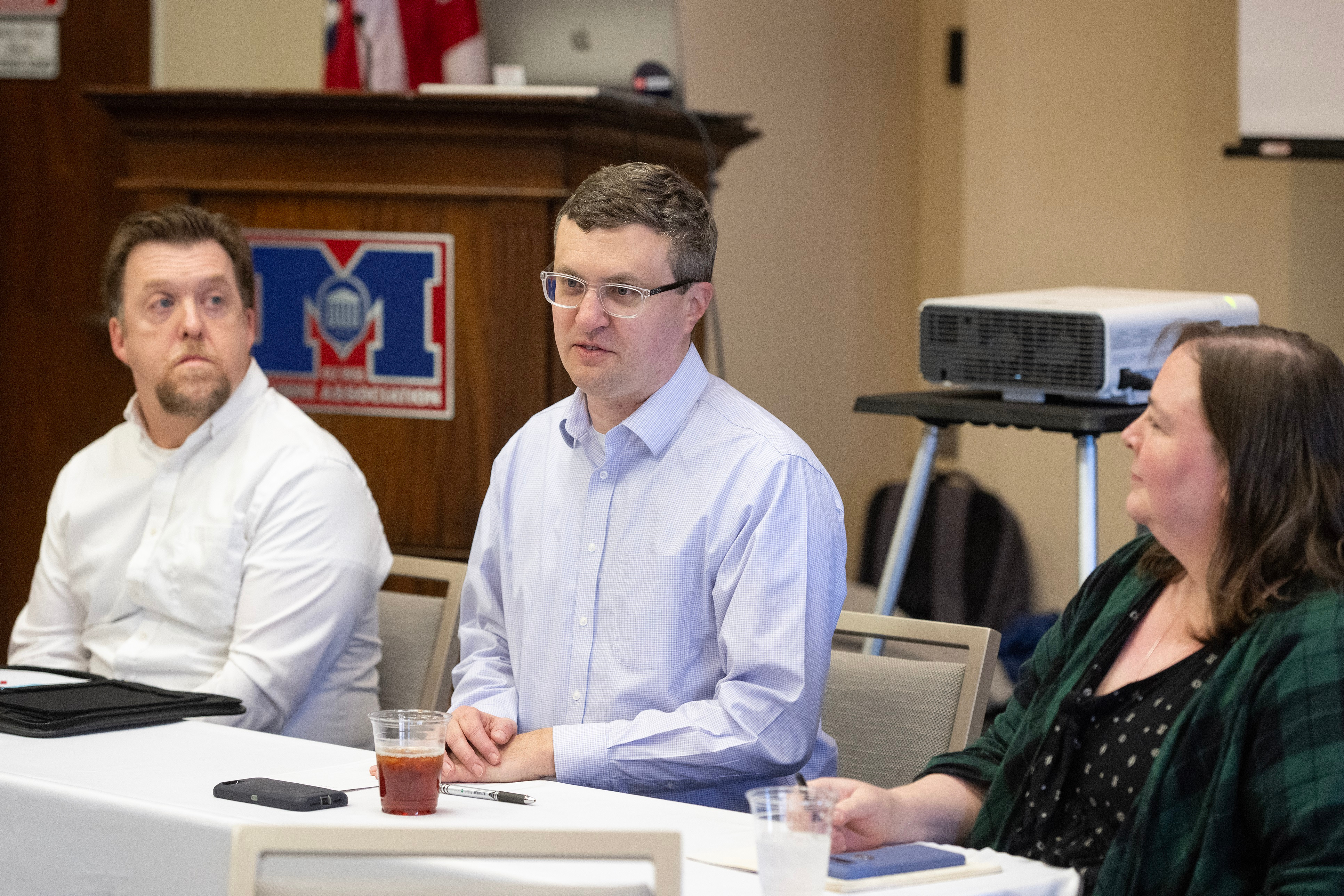 Josh Eyler, Derek Bruff, and Liz Norell at a CETL event in spring 2024.
