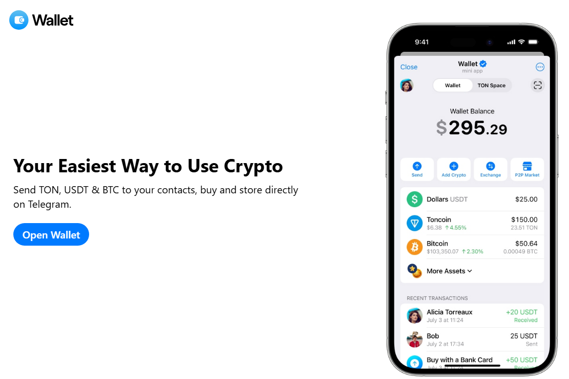Screenshot of Telegram’s TON Wallet Website