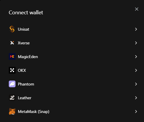 Supported Bitcoin Wallets on Teleswap