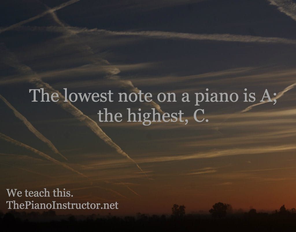 The lowest note (A) and highest note (C)