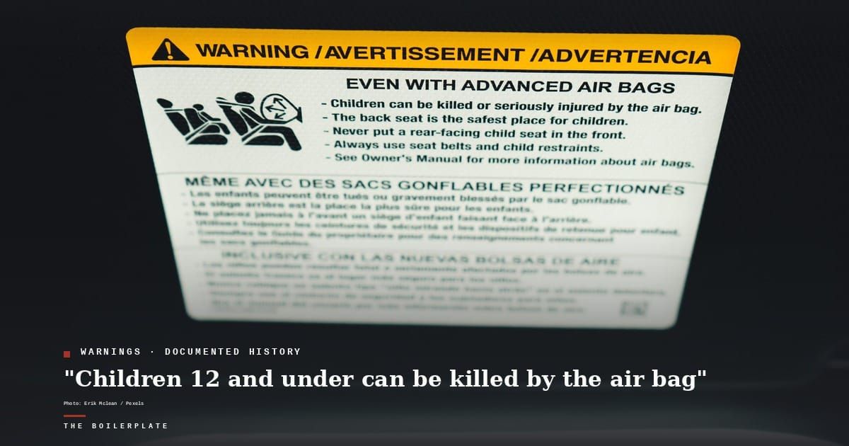 Children 12 and Under Can Be Killed by the Air Bag