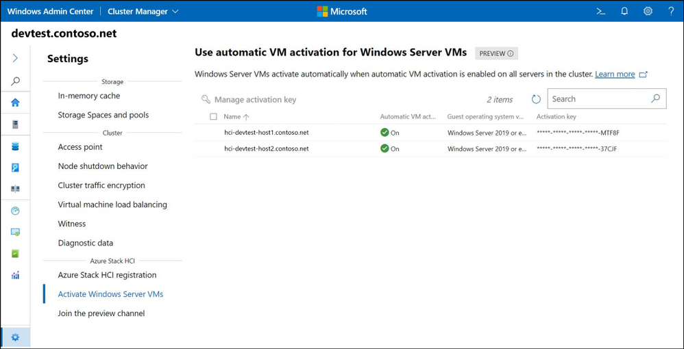 Azure Stack HCI Windows Admin Centre key activation