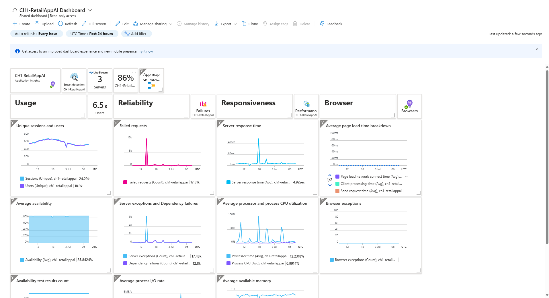 Azure Dashboard example