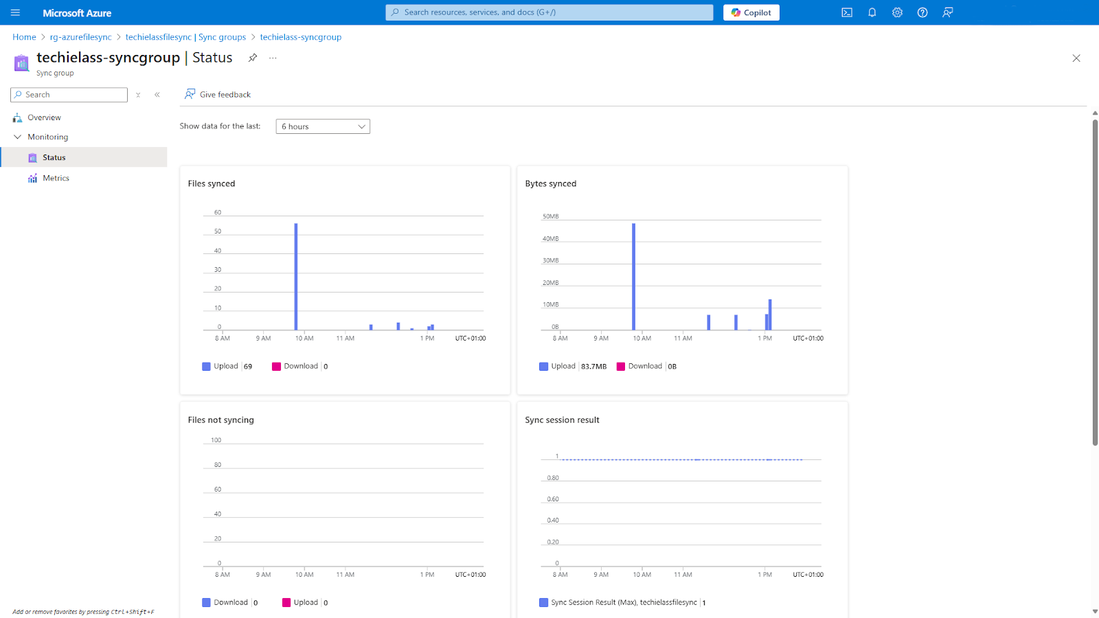 Azure File Sync status