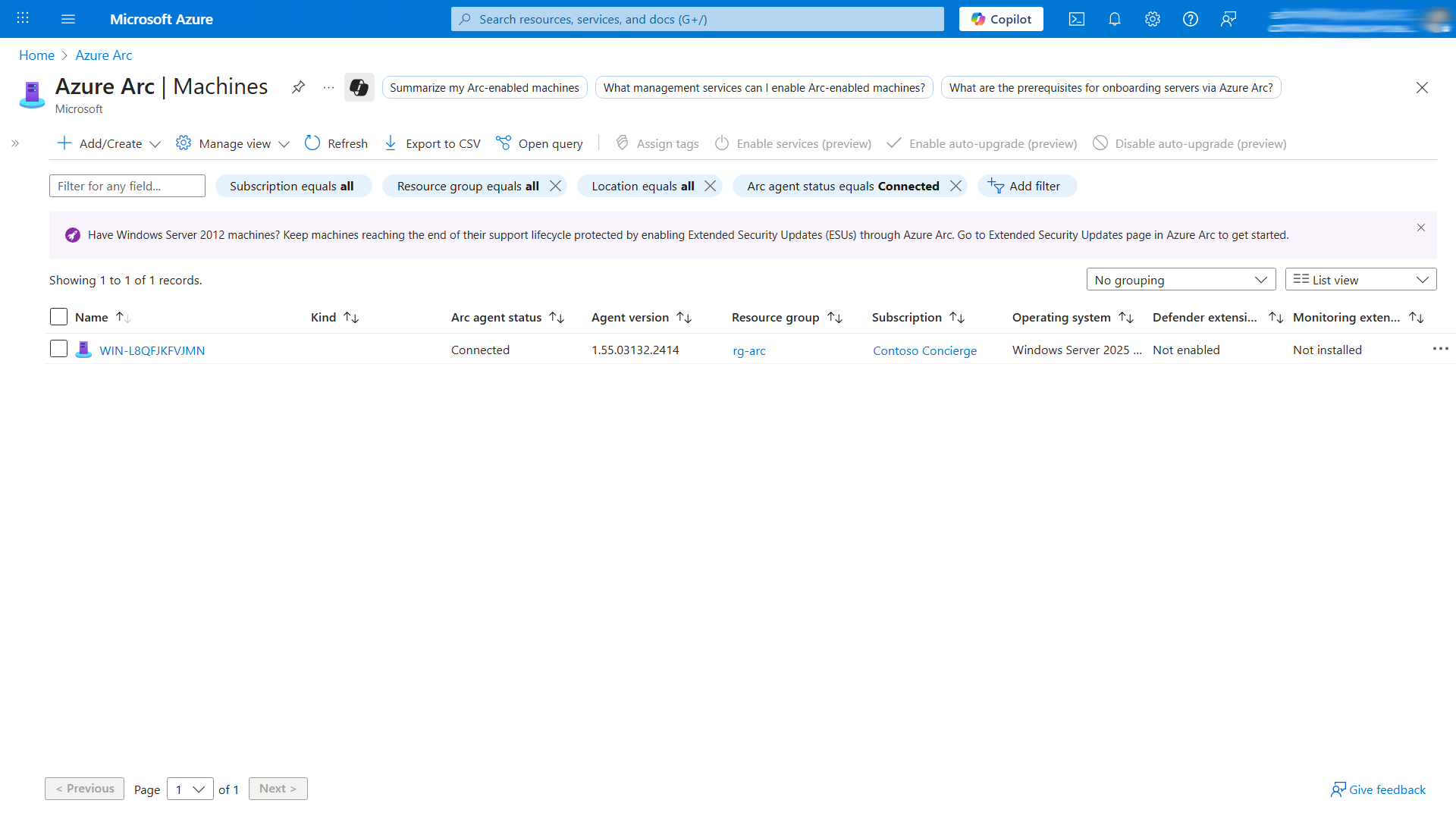 Azure Portal Azure Arc