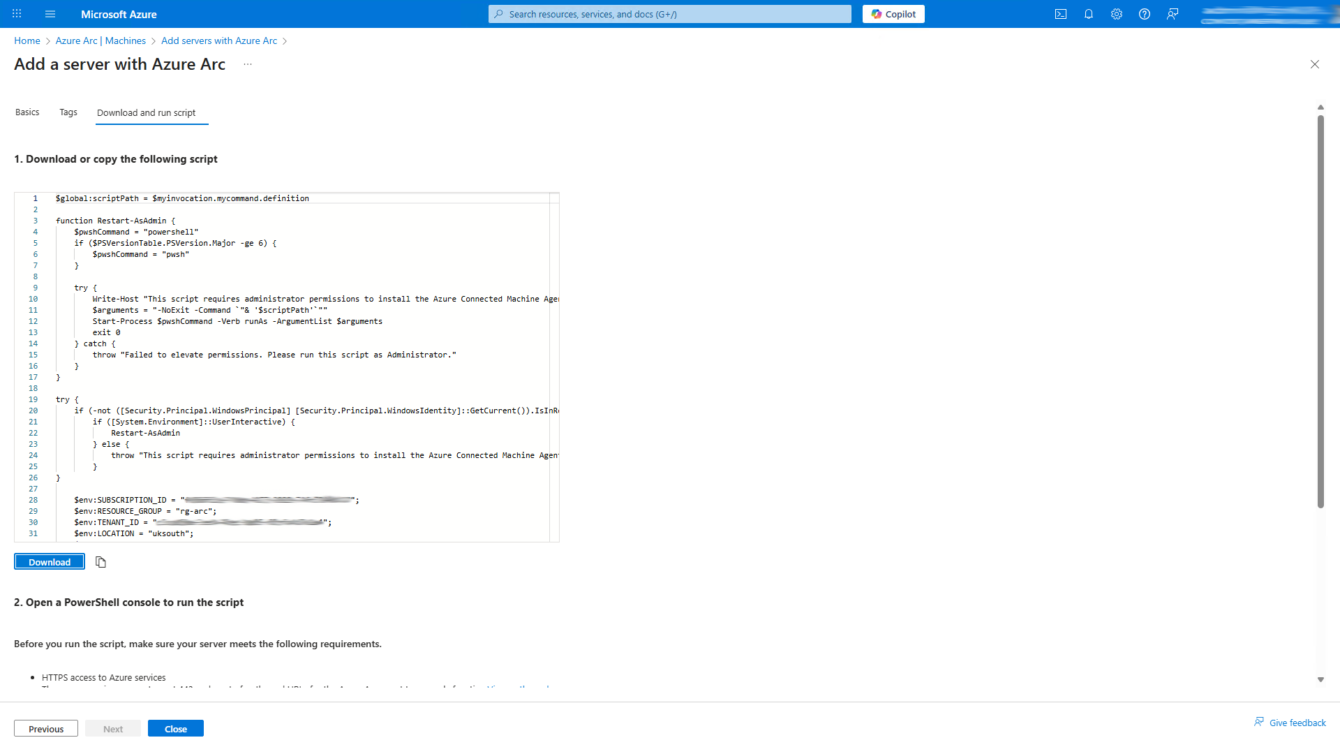 Azure Portal Azure Arc