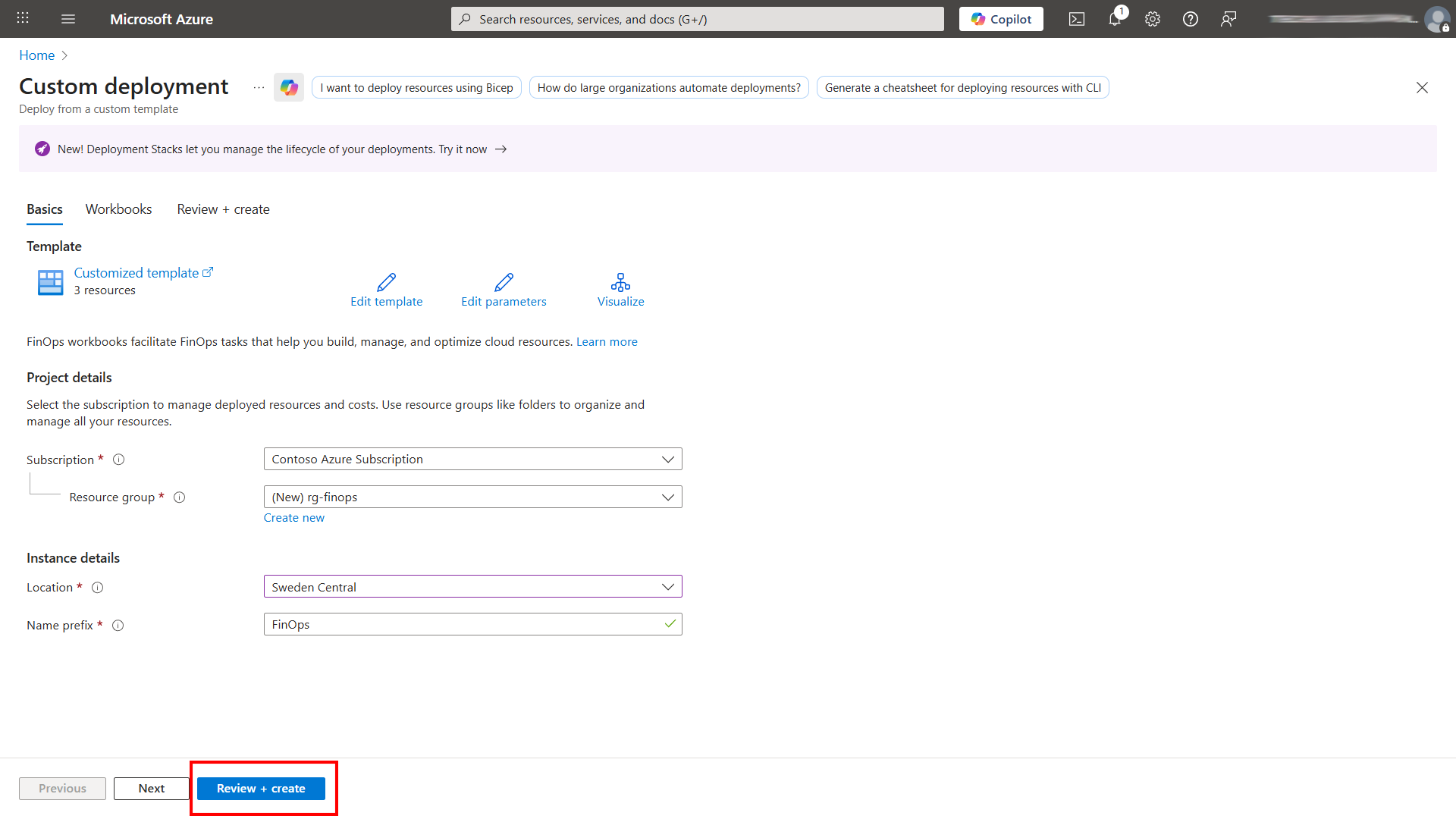 Azure custom deployment