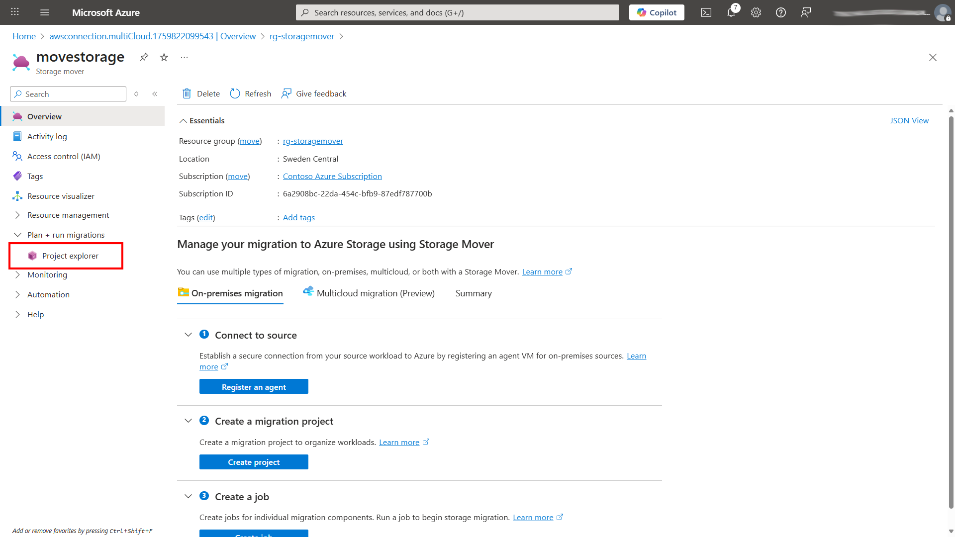 Azure Portal storage mover