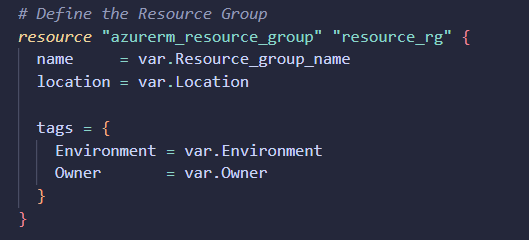 Terraform comments example