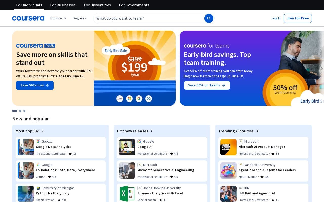 coursera.org homepage