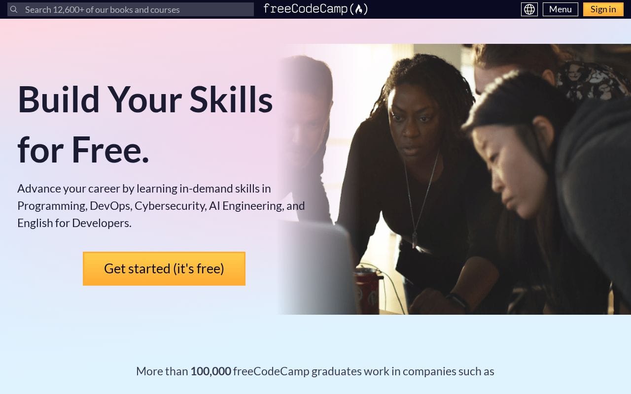 freecodecamp.org homepage