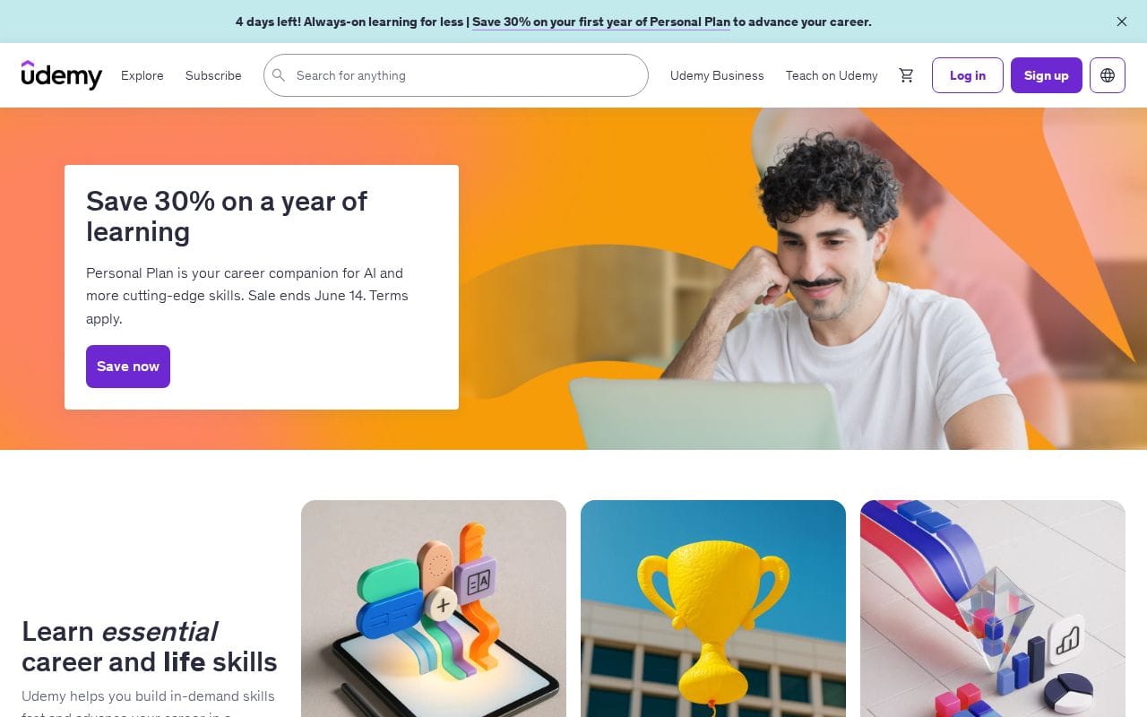 udemy.com homepage