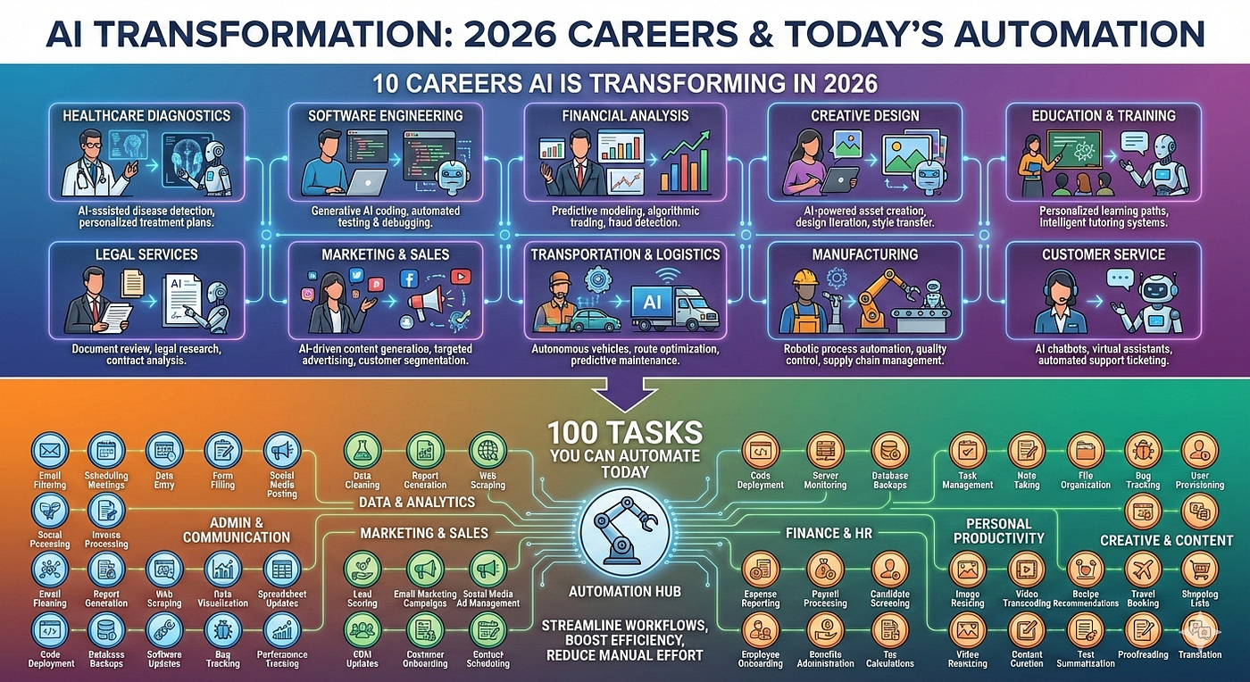 Infographic highlighting 10 Jobs AI Won't Replace and future-proof careers thriving in the AI era.