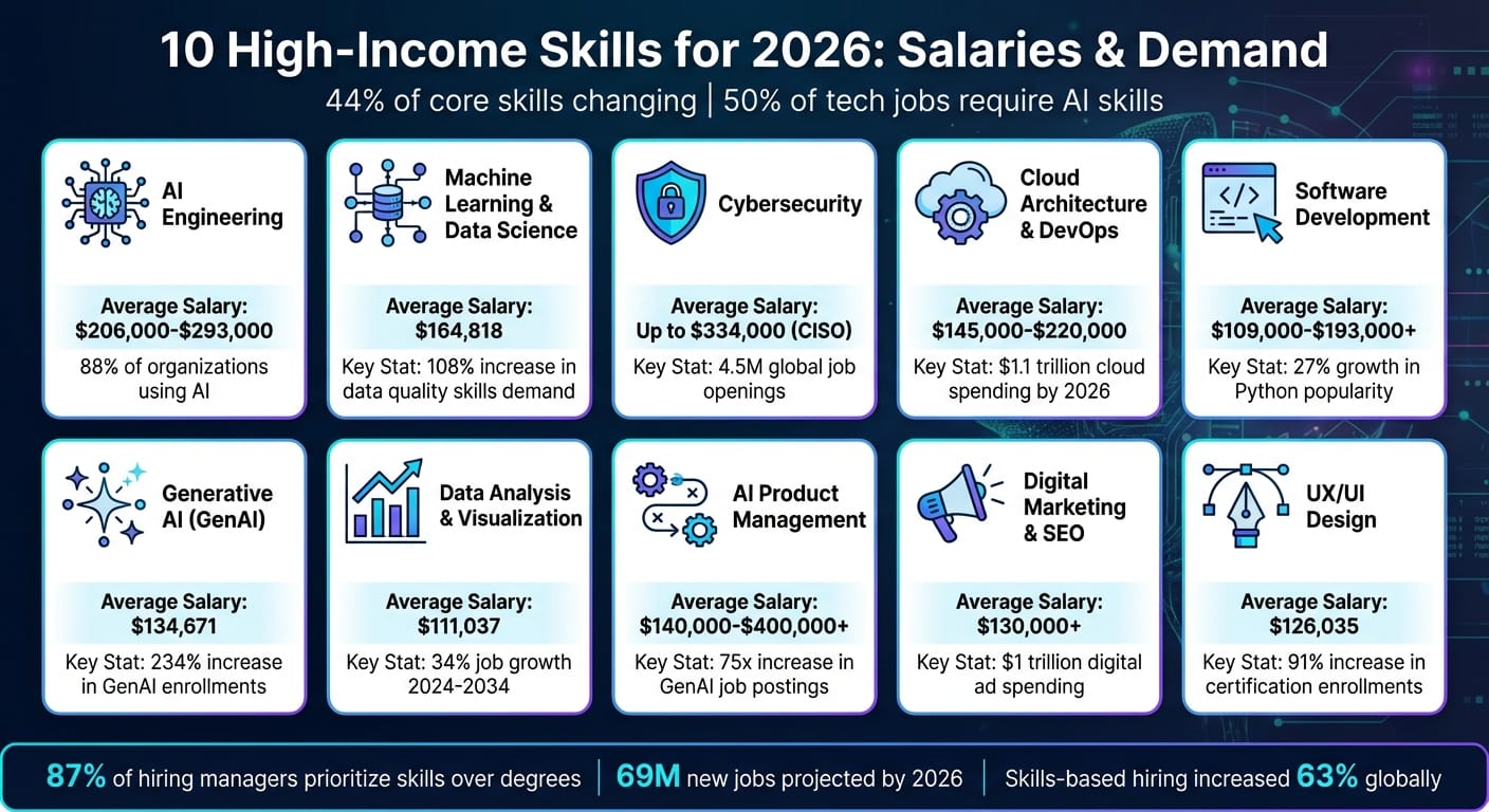 Top 15 high-income skills to learn in 2026 backed by hiring trends for higher pay