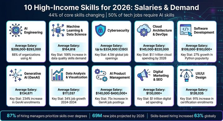 Top 15 High-Income Skills to Learn in 2026 (Backed by Hiring Trends)