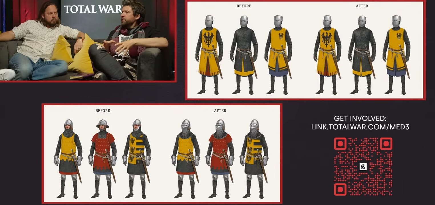 Concept art for Holy Roman Empire soldiers showing how armor could progress through time.