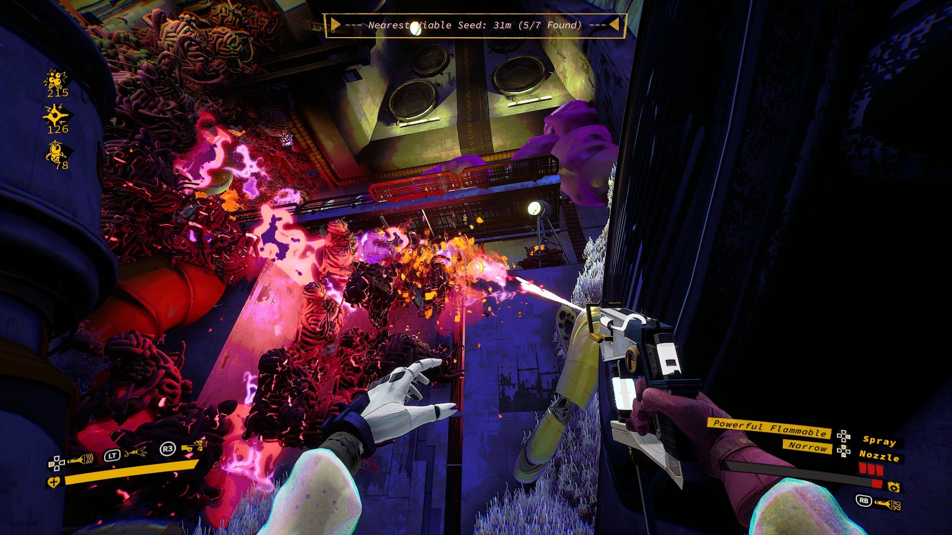 Using flammable spray to remove fungus in Ambrosia Sky: Act Two