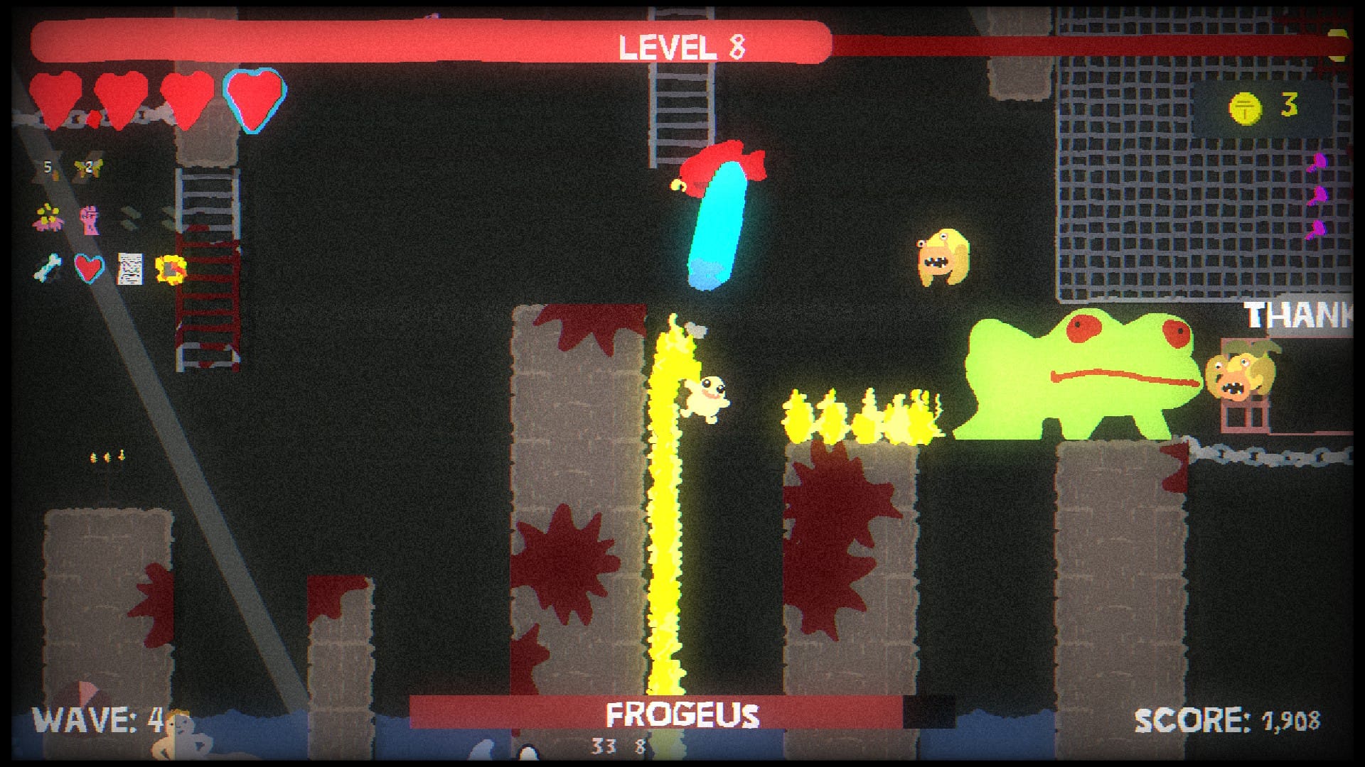 A giant frog in Blood Dungeon called Frogeus
