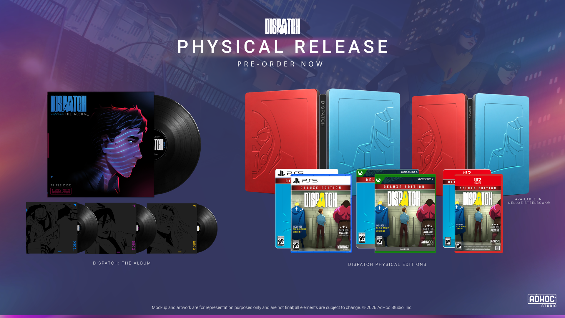 Physical editions of Dispatch, with steelbooks and a vinyl album release