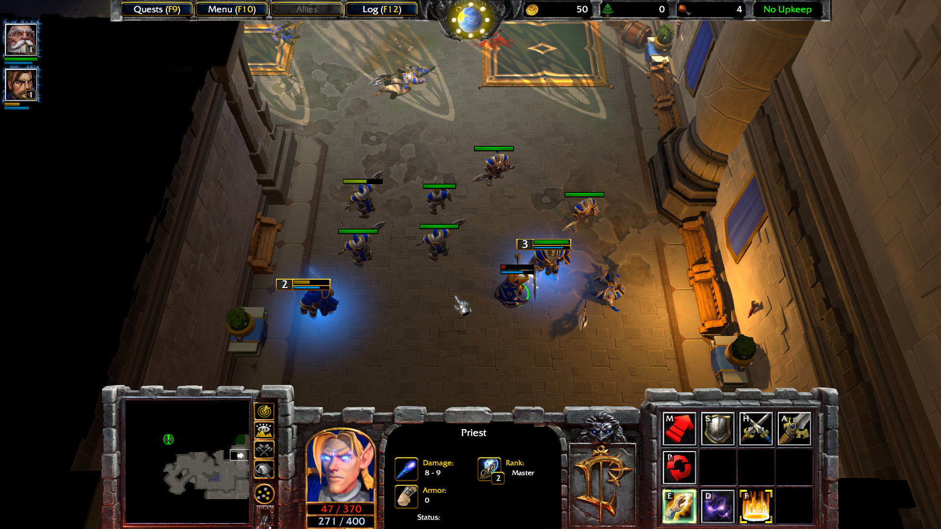 A group of human and elven soldiers in Warcraft 3: Forsaken Kingdom